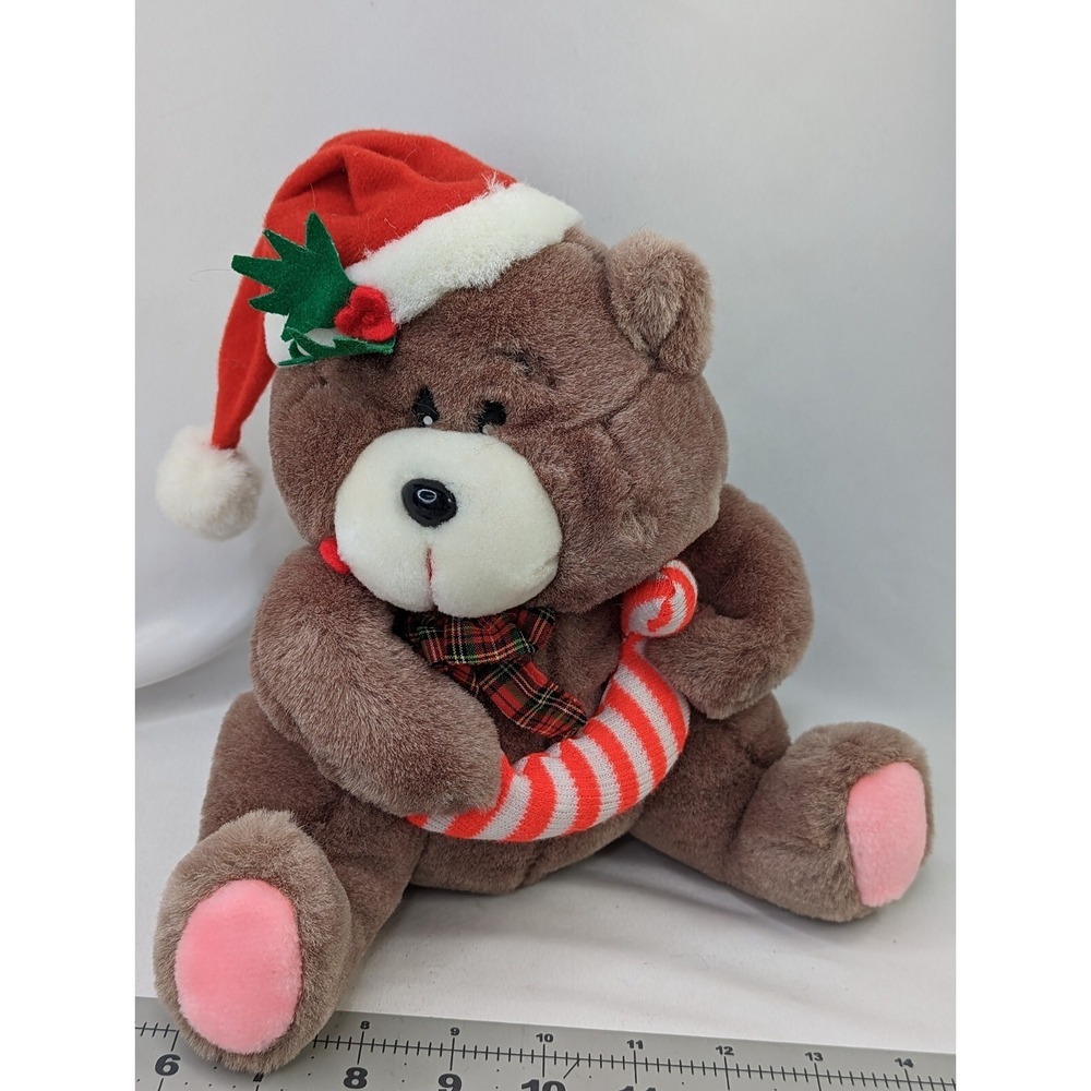 Soft Things Christmas Bear Plush 9 Inch Brown‎ Santa Hat Stuffed Animal Toy